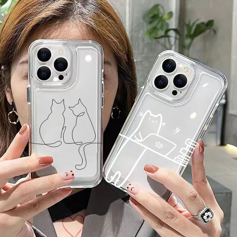 Receipt Printer Thermal - Cute Line Cat Anti-drop Phone Case