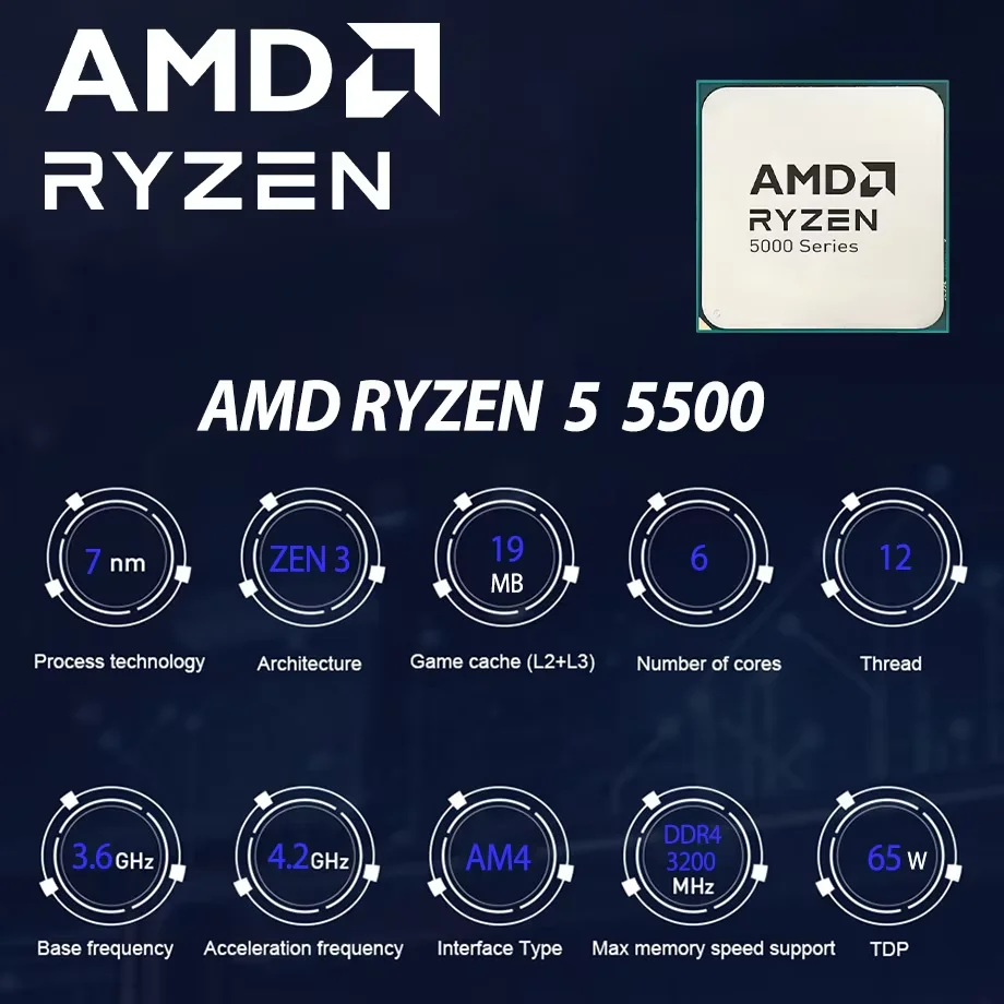 AMD Ryzen 5 5500 R5 5500 Deskt - огляд і ціна Amd Cpu Ryzen 5